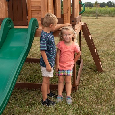 Echo Heights Elevated Cedar Playhouse with Slide and Kitchen