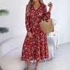Coolmee Women's Maxi Dress V Neck Long Sleeve Ruffle Tiered Boho Wedding Guest Long Flowy Engagement Dress - 3 of 4