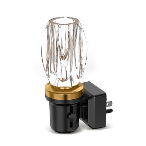 DORESshop 1W Plug-in Light Sensor Night Light with Hexagonal Crystal Shade, Black Base with Copper Finish, Dimmable 2700K Warm White - 1 of 4