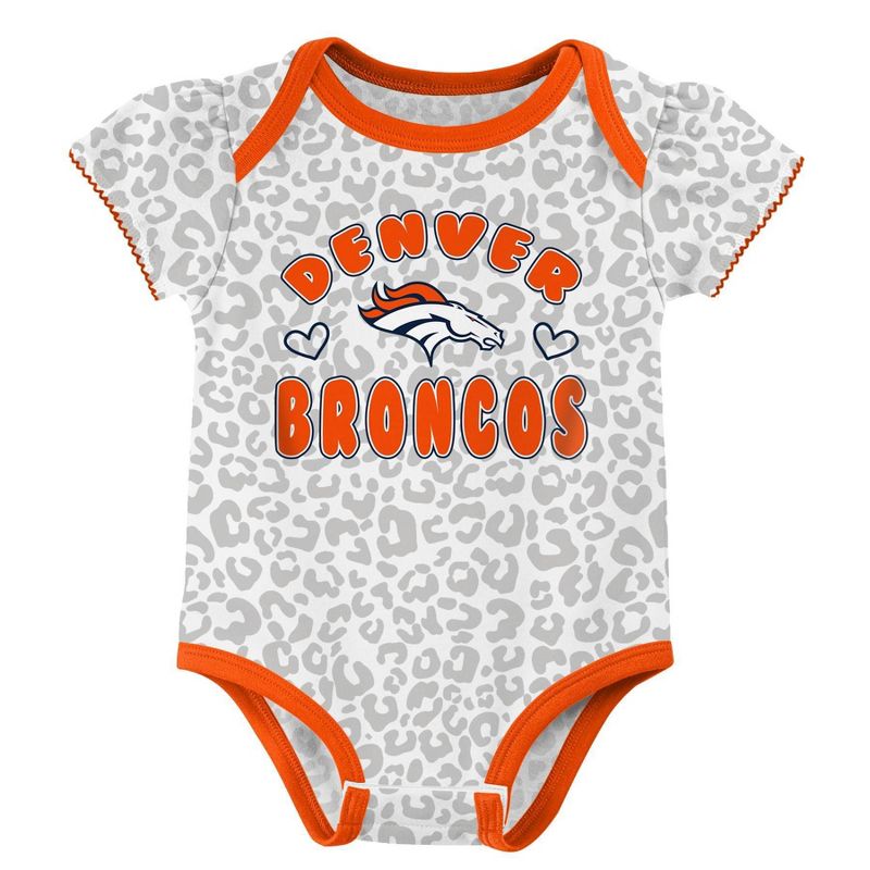 NFL Denver Broncos Baby Girls&#39; Onesies 3pk Set, 2 of 5
