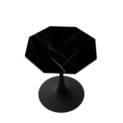 Vynxaria Dining Tables - 31.50" Black Marble Octagonal Coffee Table for Contemporary Living