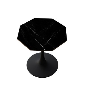 Vynxaria Dining Tables - 31.50" Black Marble Octagonal Coffee Table for Contemporary Living - 1 of 4