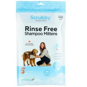 Rinse-Free Shampoo Mittens for Dogs and Cats - Pet Bath Wipes, Hypoallergenic No-Rinse Wash Mitt for Grooming, Lather Wipe Dry - 1 of 4