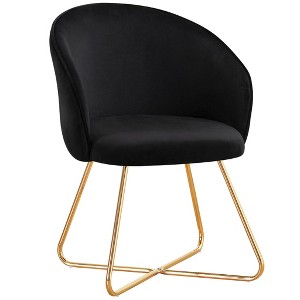 Furniliving Velvet Vanity Chair with Back, Modern Accent Chair for Vanity, Upholstered Makeup Stoolfor Bedroom, Living Room, Dressing Room - 1 of 4