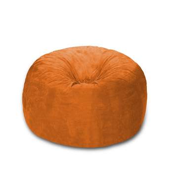 4' Bean Bag Chair with Memory Foam Filling and Washable Cover Orange - Relax Sacks