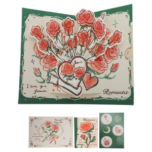 Unique Bargains Floral 3D Greeting Cards with Envelope and Message Note 1 Set - 1 of 4