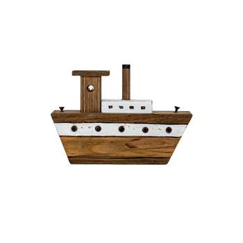 Tugboat Decorative Accent White Wood & Metal by Foreside Home & Garden