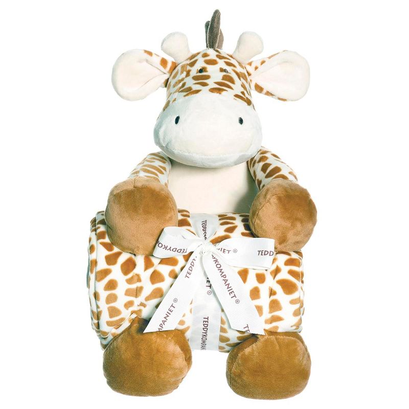 TriAction Toys Teddykompaniet Diinglisar Collection 11 Inch Plush Giraffe and Blanket Set, 1 of 2