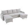 Polibi U-Shaped Convertible Sectional Sofa with Storage Chaise Lounges, USB Ports, Cup Holders & Pull-Out Bed - 3 of 4