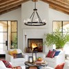 BAOURE Black Wagon Wheel Chandelier, 27in Farmhouse Modern Small Crystal Round Chandelier for Living Room Kitchen Island Foyer Hallway Entryway - 2 of 4