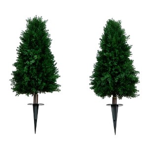 Nearly Natural 2.5-ft UV Resistant Artificial Cedar Plant with Integrated Ground Stake (Indoor/Outdoor) - Set of 2 - 1 of 4