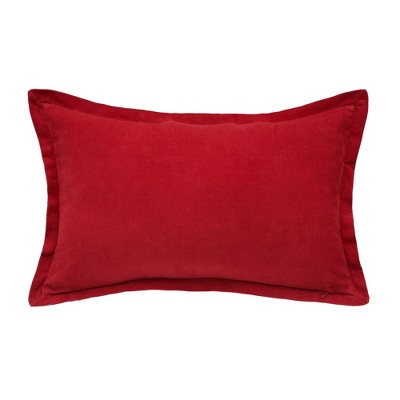 Joy Ruby Red Cotton Canvas Holiday Throw Pillow