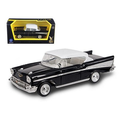 1957 Chevrolet Bel Air Black with White Top 1/43 Diecast Model Car by Road Signature