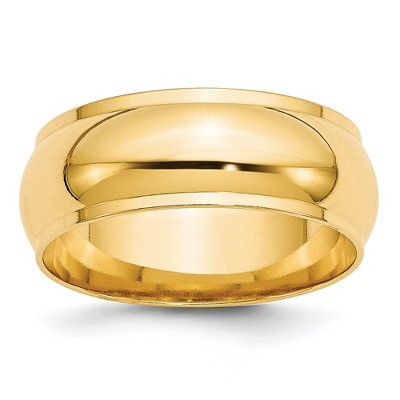 Black Bow Jewelry 8mm 14K Yellow or White Gold Half Round Ridged Edge Standard Fit Band