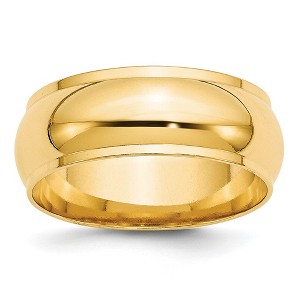 Black Bow Jewelry 8mm 14K Yellow or White Gold Half Round Ridged Edge Standard Fit Band - 1 of 4