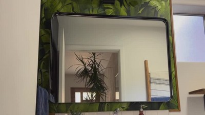 Arched Top Black Metal Framed Full-Length Mirror