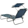 vidaXL Patio Lounge Chair Folding Sunlounger Outdoor Sunbed with Canopy Steel - Leaf Pattern - 3 of 4