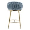 Kumasinova 26" Counter Height Bar Stools Set of 2, Velvet Dining Chair with Hand-Wave Back, Golden Chromed Base & Footrest, Upholstered Counter Stools - 2 of 4