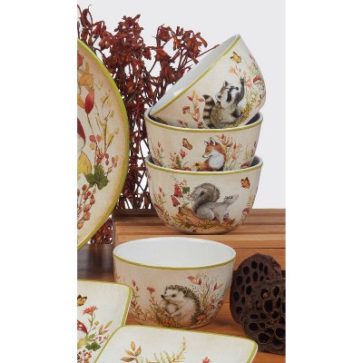 Woodland Critters Ceramic 24oz Ice Cream Dessert Bowls Set