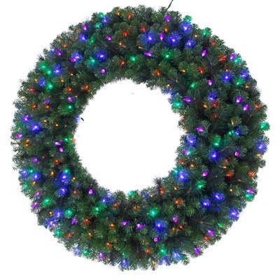 Celebrations Platinum 26 in. D LED Prelit Multicolored Mixed Pine Wreath (Case of 4)