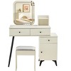 CAVINAS Vanity Desk with Mirror Vanity Table with Sliding Mirror, 4 Drawers, 6 open Shelves for Apartment, Bedroom - 2 of 4