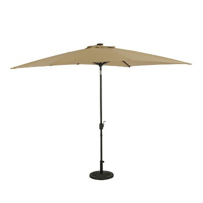 10' x 6.5' Champagne Rectangular Patio Umbrella with LED Lights