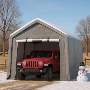 Coucheta Heavy-Duty Portable Outdoor Storage Shed with Roll-Up Door & Vent, 240g Waterproof PE Tarp & UV Protection, Carport Storage Shelter - 1 of 4