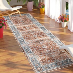 Washable Vintage Style Area Rug, Classic Decorative Non-Slip Foldable Carpet for Entryway, Bedroom - 1 of 4