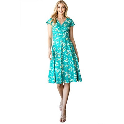 Women's Solid And Print V-neck Skater Dress