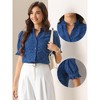 INSPIRE CHIC Women's Summer Short Sleeve V Neck Stand Collar Hollow Out Embroidered Shirts - 2 of 4