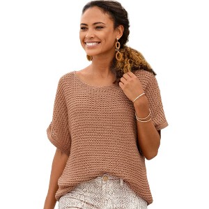 Women's Short Sleeve Knit Sweater - LASCANA - 1 of 4