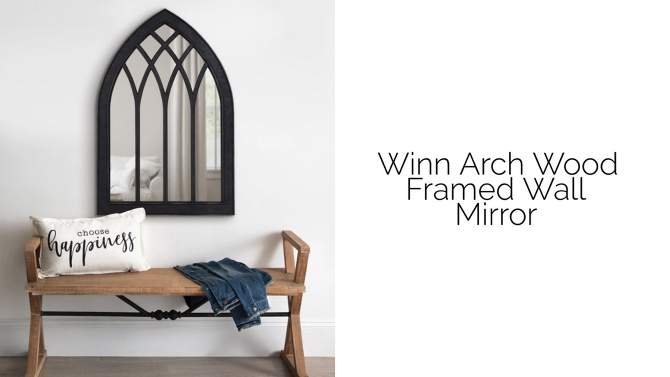 24&#34; x 48&#34; Winn Wood Framed Arch Decorative Wall Mirror Black - Kate &#38; Laurel All Things Decor, 2 of 7, play video