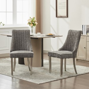 NicBex Linen Dining Chairs Set of 2,Modern Upholstered Armless Kitchen Chairs with Curved Solid Wood Legs for Dining Room,Living Room,Kitchen - 1 of 4