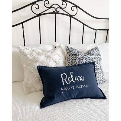 Navy Soft Cotton 20"x20" Geometric Print Throw Pillow Cover