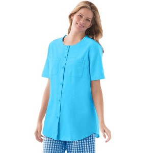 Woman Within Plus Size Short-Sleeve Crinkle Shirt - 1 of 4