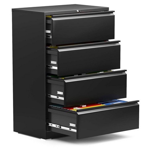 Aobabo 4 Drawer Lateral Steel File Organizing Cabinet With Locking System And Adjule Hanging Bars For Letter Legal Size Paper Black Target
