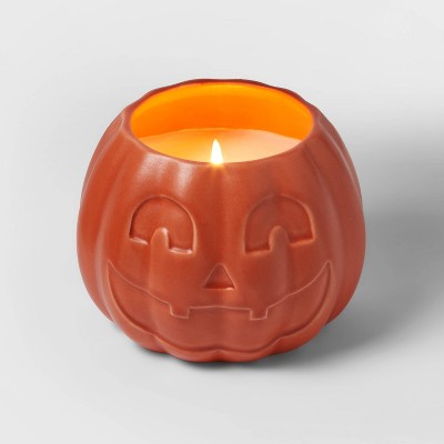 9oz Orange Ghoulish Gourd Ceramic Jack O' Lantern Figural Candle - Hyde & EEK! Boutique™