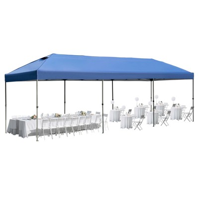VisioGear 10'*30' Canopy Tent, Party Tent with 4 Sidewalls, 3 Height Adjustable, Outdoor Canopy Tent for Weddings, Navy Blue, 344.4"*116.4"*111.6"