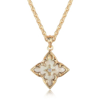 Attop Gold Clover Necklace for Women Dainty 14K Gold Plated CZ Pendant Necklace Adjustable Chain Choker