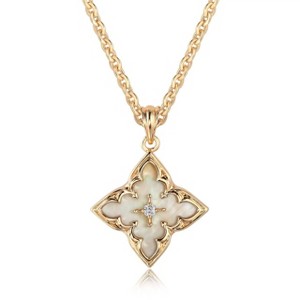 Attop Gold Clover Necklace for Women Dainty 14K Gold Plated CZ Pendant Necklace Adjustable Chain Choker - 1 of 4