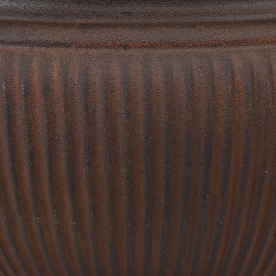 Elizabeth Rust Polyresin Ribbed Urn Planter Set of 2