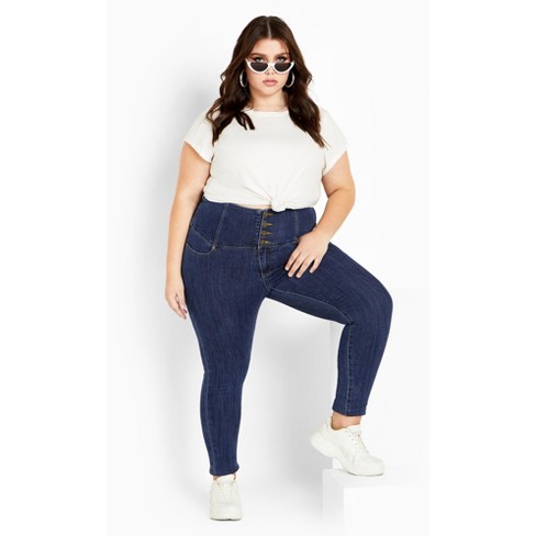 Women's Plus Size Dark Denim Harley Regular Corset Skinny Jean