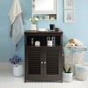 Costway Bathroom Storage Wood Floor Cabinet with Double Shutter Door Coffee\Black\White - 3 of 4
