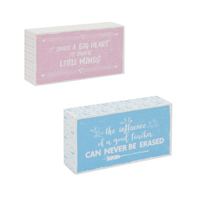 Bright Creations 2 Pack Teacher Appreciation Gift, Wooden Box Desk Decor & Signs for Women