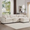 3-Seater Corduroy Sofa with Matching Ottoman, L-Shaped Sectional for Apartments & Small Rooms - 2 of 4