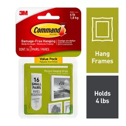 Command 16 Sets of Strips Small Sized Picture Hanging Strips White