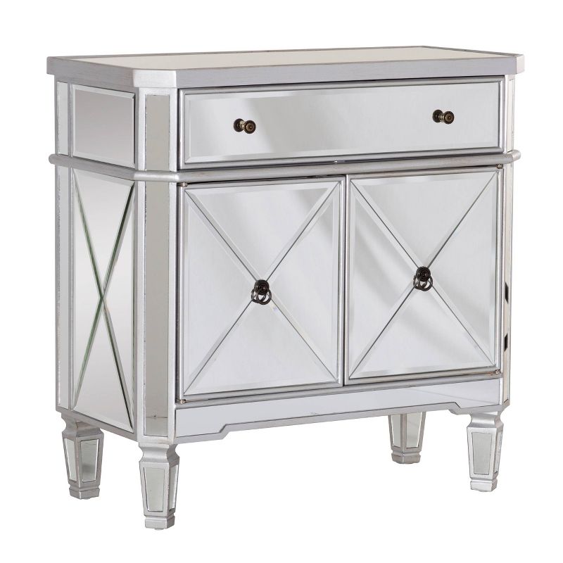 32&#34; Sasha Mirrored Storage Console Night Stand With Drawer Silver - Powell, 1 of 16