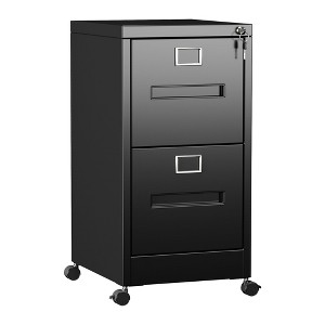 AOBABO Upgraded 2 Drawer Lockable Metal File Cabinet with Wheels,Legal/Letter Size, Assembled Required, Black - 1 of 1
