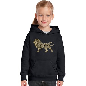 LA Pop Art Girl's Word Art Hooded Sweatshirt - Lion - 1 of 4