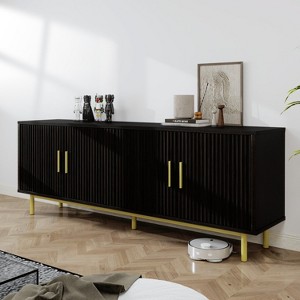 MUUEGM 70" Modern TV Stand with Storage| Television Media Console Table with Fluted Door and Adjustable Shelf - 1 of 4
